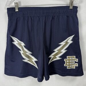 Eric‎ Emanuel EE Lightning Bolt Navy Gold Shorts Mesh Drawstring - Sz XL